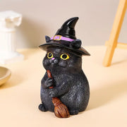 Spooky Broom-Cat Halloween Decor